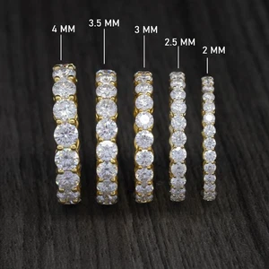Alianza de boda redonda de eternidad completa enchapada en oro de 14K para mujer circonita cúbica - Imagen 1 de 9