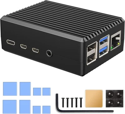 Raspberry Pi 3 B+ Gehäuse mit Netzteil Raspberry Pi 3B Gehäuse Aluminium Passiv - Bild 1 von 4