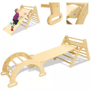 Kletterdreieck Pikler Set Rutsche Holz Indoor Kinder Kletterbogen und Rutsche DE - Bild 1 von 12