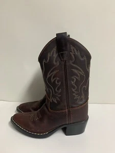Old West Kids Boys Faux Leather Western Cowboy Boots - Picture 1 of 11
