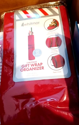 New Whitmor Christmas Gift Wrap Organizer Red Storage Bag Holds up to 12 Rolls - Image 1 of 2