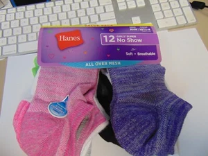 Hanes Girls medium 10.5-4 Multicolored Cushion no show Socks 12 Pair - Picture 1 of 2