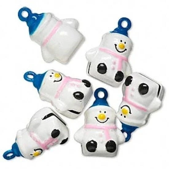 6 dijes muñeco de nieve rosa azul 20x18 mm muñeco de nieve Jingle Bell Foto 1 de 1