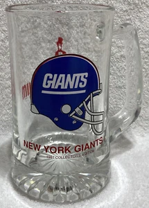 New York Giants Slim Jim Glass Beer Mug Stein 1991 Collector's Edition Vintage - Picture 1 of 5
