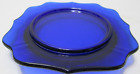 Vintage Cobalt Blue Glass 3" Pillar Candle Holder Plate Scalloped Rim 5 1/8"