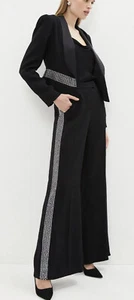 £119 • COAST • Black Gem Detail Wide Leg TALL Trousers Size 8 UK. BNWT - Picture 1 of 6