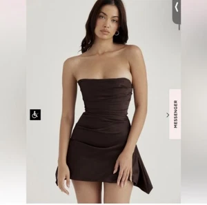 House Of Cb JASMINE Chocolate Draped Strapless Corset Dress Size Large (138) - Picture 1 of 7