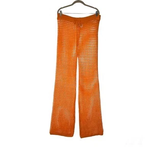 Double Zero Orange Crochet Boho Coverup Drawstring Pants size large - Picture 1 of 5