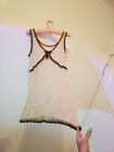 Vtg 90S Y2k Crochet Beaded Sequin Tank Top Mini Dress Fairy Grunge Boho S M