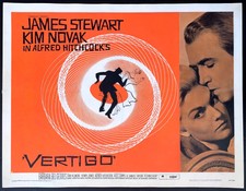 Vertigo 1958 Original Movie Poster Half Sheet Paper Backed Saul Bass Artwork