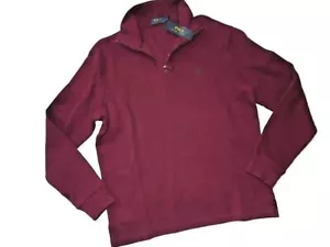 Polo RALPH LAUREN men's Sweater 1/4 ZIP Estate Red Burgundy PULL OVER Small S - Picture 1 of 2