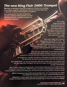 1983 King Flair 2000 Trumpet photo "Acoustic Tempering" vintage print ad - Picture 1 of 1