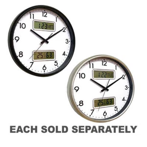 Hayes Analog with Digital Date Day Temperature Display Hygro Wall Clock 32cm - Picture 1 of 5
