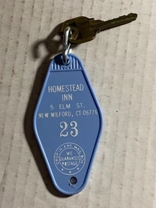 Homestead Inn Hotel Motel Room Key Fob with Key New Milford Connecticut #23 - Picture 1 of 2