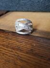 Ross Simons sterling silver 925 wide baguette cluster crossover highway ring