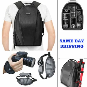 VIVITAR CAMERA BACKPACK BAG + WRIST STABILIZING GRIP FOR CANON NIKON SONY PENTAX - Picture 1 of 5