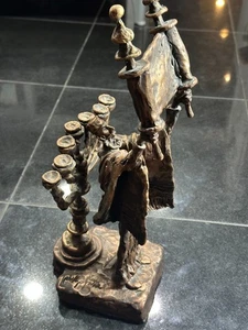 Phillip Ratner Bronze Resin Sculpture Statue Jewish Scrolls Menorah Rabbi - Imagen 1 de 15