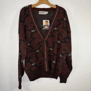 Vintage 80er 90er McGregor schwarz rot Opa XLarge Strickjacke Pullover Acryl - Bild 1 von 5