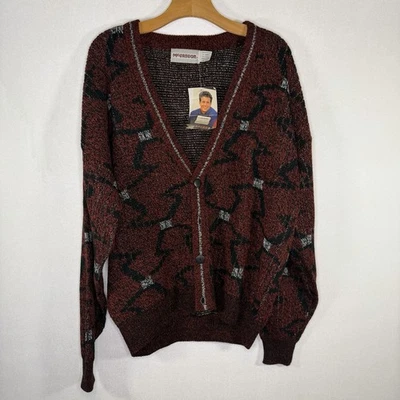 Cárdigan Suéter Acrílico De Colección Años 80 90 McGregor Negro Rojo Abuelo XLarge Foto 1 de 4