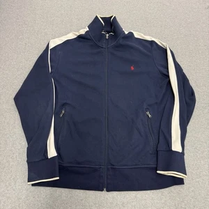 Polo Ralph Lauren Jacke Herren Large blau Pony durchgehender Reißverschluss Track Varsity Bombermantel - Bild 1 von 6