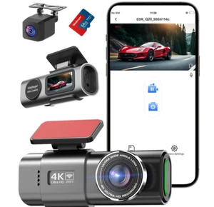 Q20 4K Dash Cam Front and Rear, Mini WiFi Dashcam for Car, Super Night Vision - Picture 1 of 12
