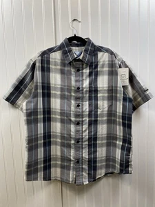 Vintage RipZone Short Sleeve Button Down Shirt Blue Plaid Men’s Boxy Large Surf - Bild 1 von 8