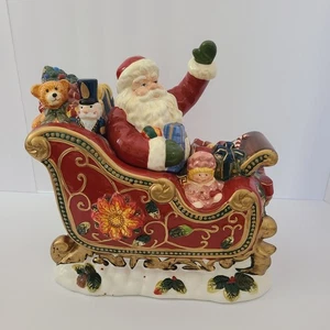 Santa winkende Keksdose Spielzeug gefüllt Schlitten Urlaub 14" Weihnachten Wohndeko - Bild 1 von 13