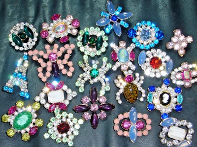 20x ART DECO VINTAGE RHINESTONE GLASS CZECH BUTTONS ON SEWING T254 - Image 1 of 3