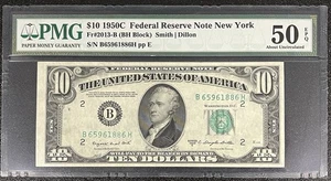 1950 C Ten Dollar Federal Reserve Note $10 Bill Graded PMG AU 50 EPQ  #94695 - Picture 1 of 2