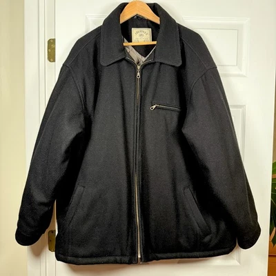 Aberdeen Collection 复古黑色回收羊毛大衣,尺寸 XXL — 第 1/4 张图片