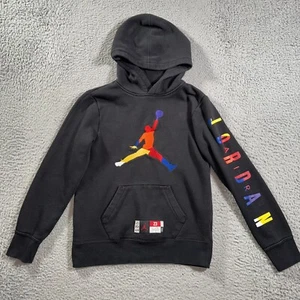 Air Jordan Hoodie Youth Large 12-13 Black Color Block Jump man Vintage - Picture 1 of 10
