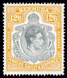 Bermuda 1938 SG 120b 12/6 HPF21 b,c,e & f Chalky P.14 VF L/M/M Cat. £110.00 - Picture 1 of 1