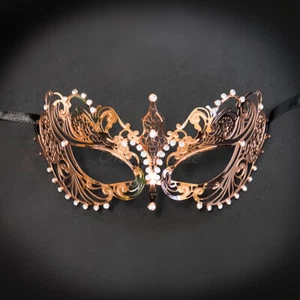 Luxury Light Filigree Metal Venetian Masquerade Mask for Women Rose Gold - Picture 1 of 4