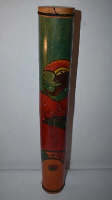 20 Inch Guatemalan Rainstick Instrument Made of Bamboo Lunar Theme - Image 1 of 4