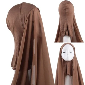 with Cap Bonnet for Women Ladies Muslim Fashion Head Scarf Headwraps Islam - Picture 1 of 33