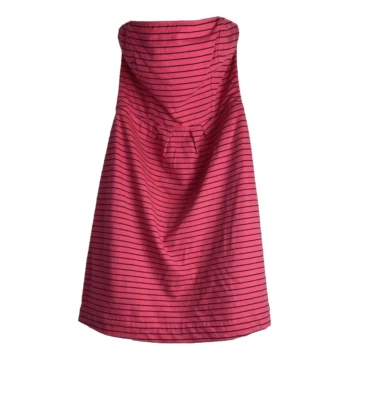Nuevo Vestido WT FÓSIL Sin Tirantes Suave Acanalado Para Mujer Talla Pequeña Rosa y Azul Rayas Foto 1 de 4