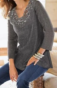 TOGETHER GREY LACE DETAIL TOP SIZE 8 NEW - Picture 1 of 4