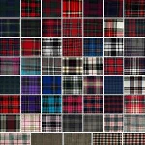 Fashion Tartan Fabric Plaid Check Polyviscose 150cm Wide,Curtain Blanket Bed - Picture 1 of 49