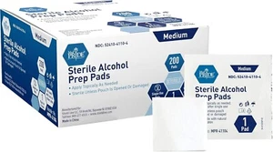 200 Sterile Prep Pads – Medical-Grade Antiseptic Sterile Alcohol Pads, Individua - Picture 1 of 5