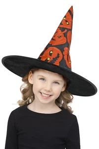 Enfants Sorcière Citrouille Chapeau Halloween Fille Accessoire Déguisement - Picture 1 of 1