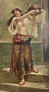 SCENA ORIENTALISTA-SALOME'-TESTA DEL BATTISTA-STAMPA A COLORI-ARTISTA CANOVA - Foto 1 di 3