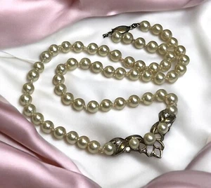 JM Designer Sterling Silver 925 Signed Freshwater Pearl Vintage Hand Knotted - Picture 1 of 10