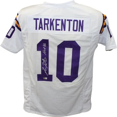 Fran Tarkenton Autographed/Signed Pro Style White Jersey Beckett 44016 - Image 1 of 4