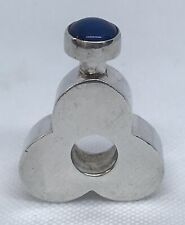 Mexico 1970 Taxco Modernist Perfume Bottle In 925 Sterling Silver Blue Stone Top