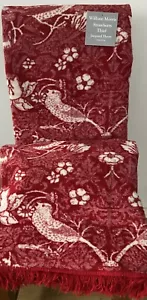 William Morris Supersoft Strawberry Thief Design Fransen Überwurf rot 130 cm x 170 cm - Bild 1 von 3
