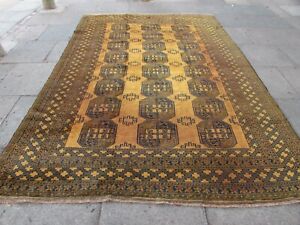 Vintage Traditional Hand Made Golden Afghan Oriental Wool Gold Carpet 326x226cm