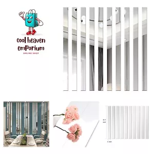 20PCS 2" x 20" DIY Striped Mirror Stickers Self Adhesive Long Acrylic Wall De... - Picture 1 of 8