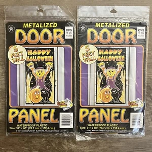Happy Halloween Door Covers 31”x60” Goblin Goodies Vintage 90s Scarecrow Pumpkin - Picture 1 of 3