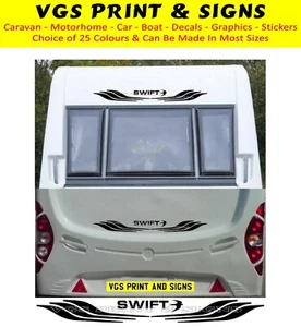 SWIFT CARAVANA/AUTOCARAVANA GRANDE 2 PIEZAS KIT CALCOMANÍAS PEGATINA ELECCIÓN DE COLOR #001 - Imagen 1 de 3