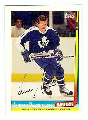 Vincent Damphousse autographed hockey card (Toronto Maple Leafs) 1991 Topps #9 - Image 1 of 1